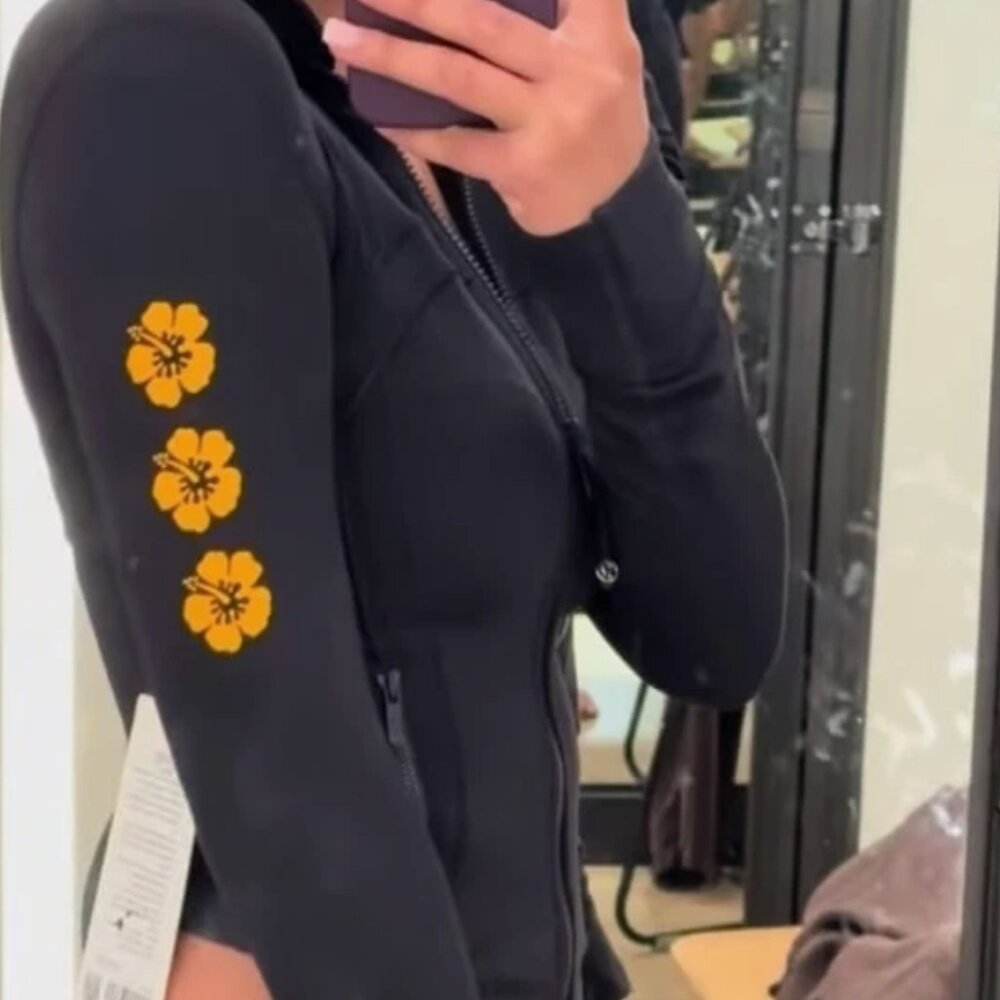 Lululemon Define Jacket Luon Black Exclusive Hibiscus Hawaii Flower